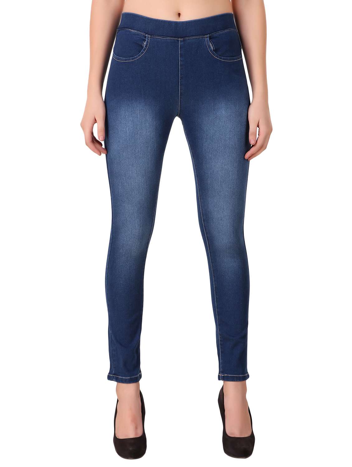 stone wash denim jeggings