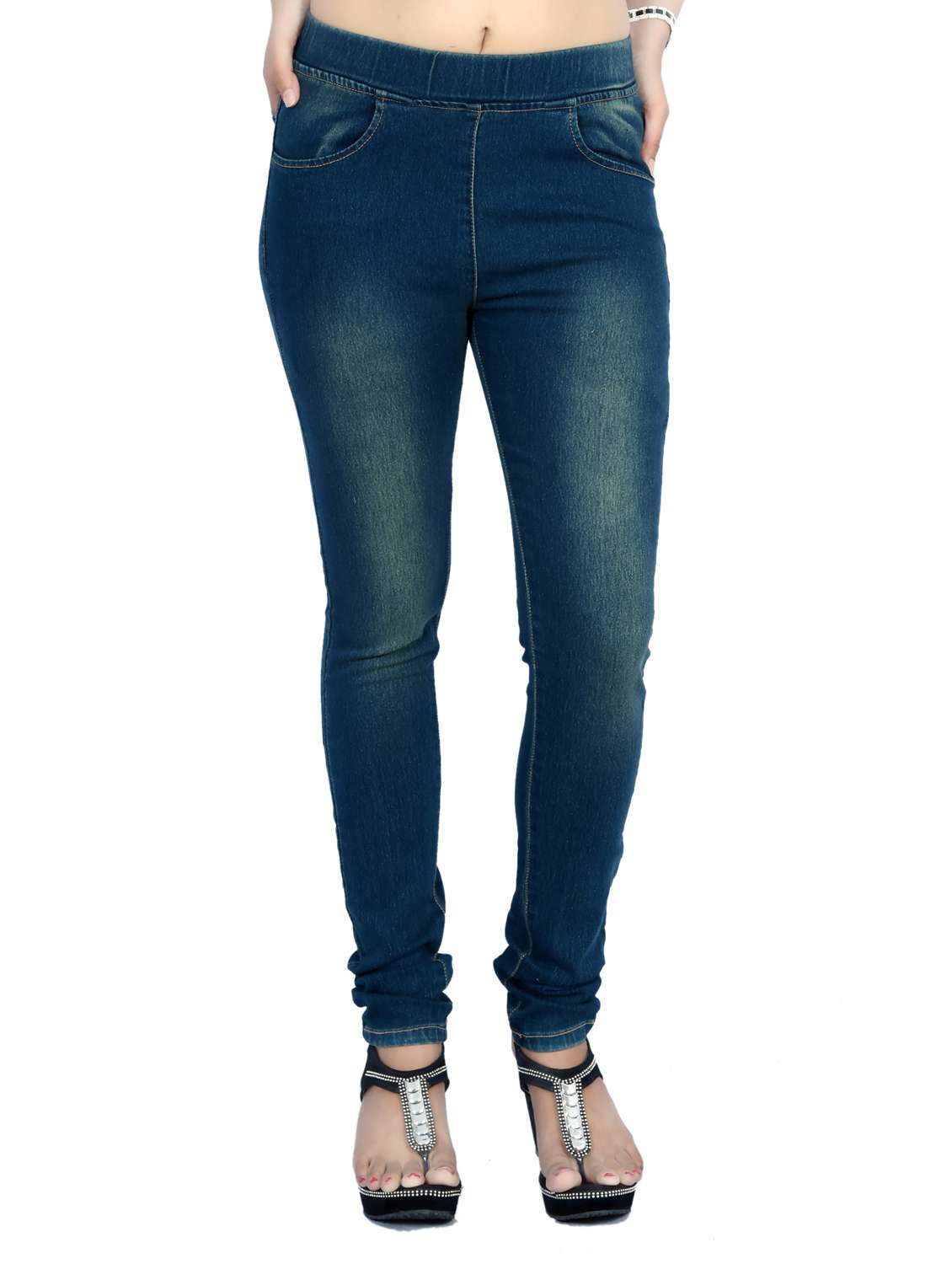 stone washed denim jegging