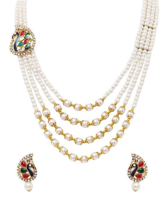multi colored necklace & earrings set
