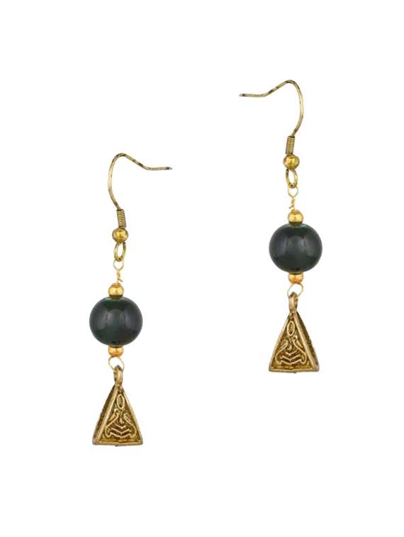 green gold tone necklace & earrings set - 15636083 - Standard Image - 1