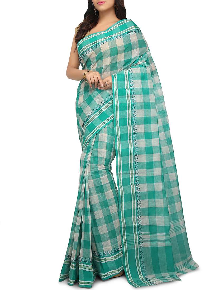 contrast checkered tant saree