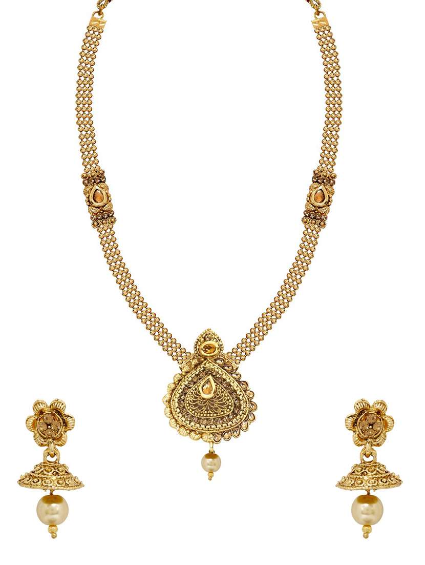 gold tone necklace and earrings set