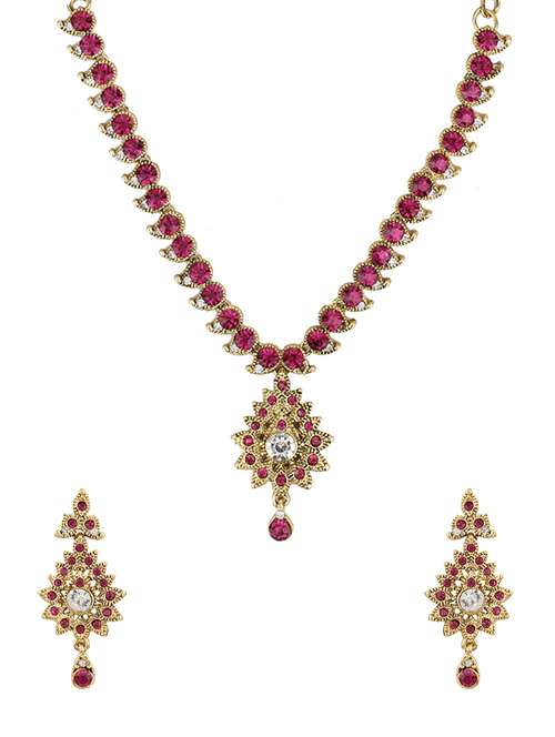 pink necklace & earrings set - 15641690 -  Standard Image - 0