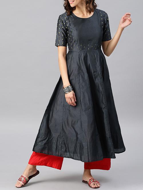 chanderi anarkali kurta - 15642313 -  Standard Image - 0