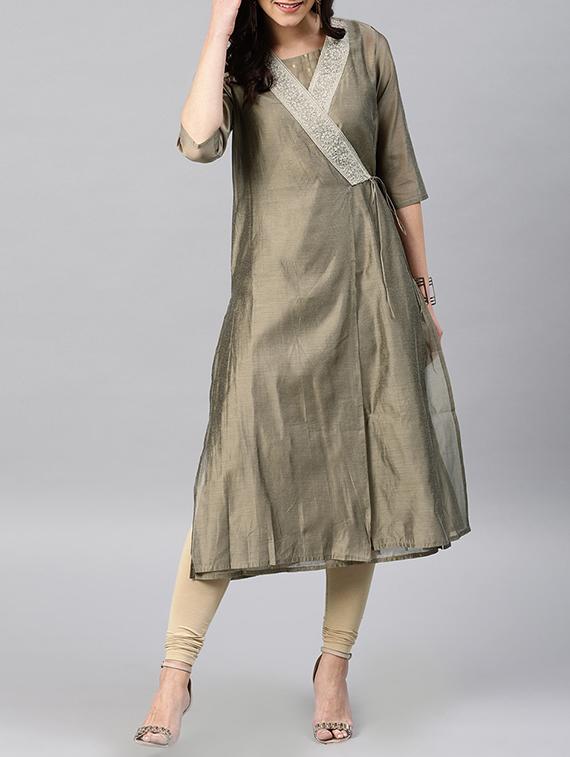 layered angrakha kurta - 15642321 - Zoom Image - 0