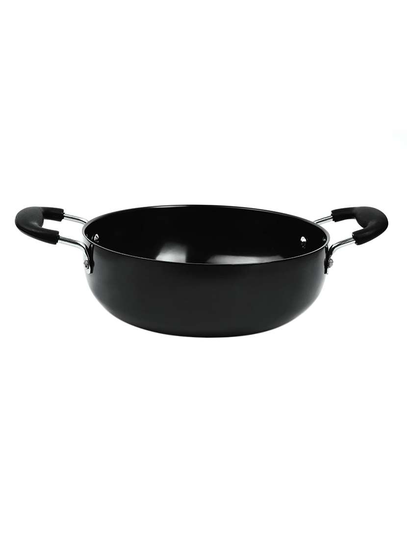 hard anodized deep kadai,dia-31 cm,3mm,aluminium, 7000 ml, black