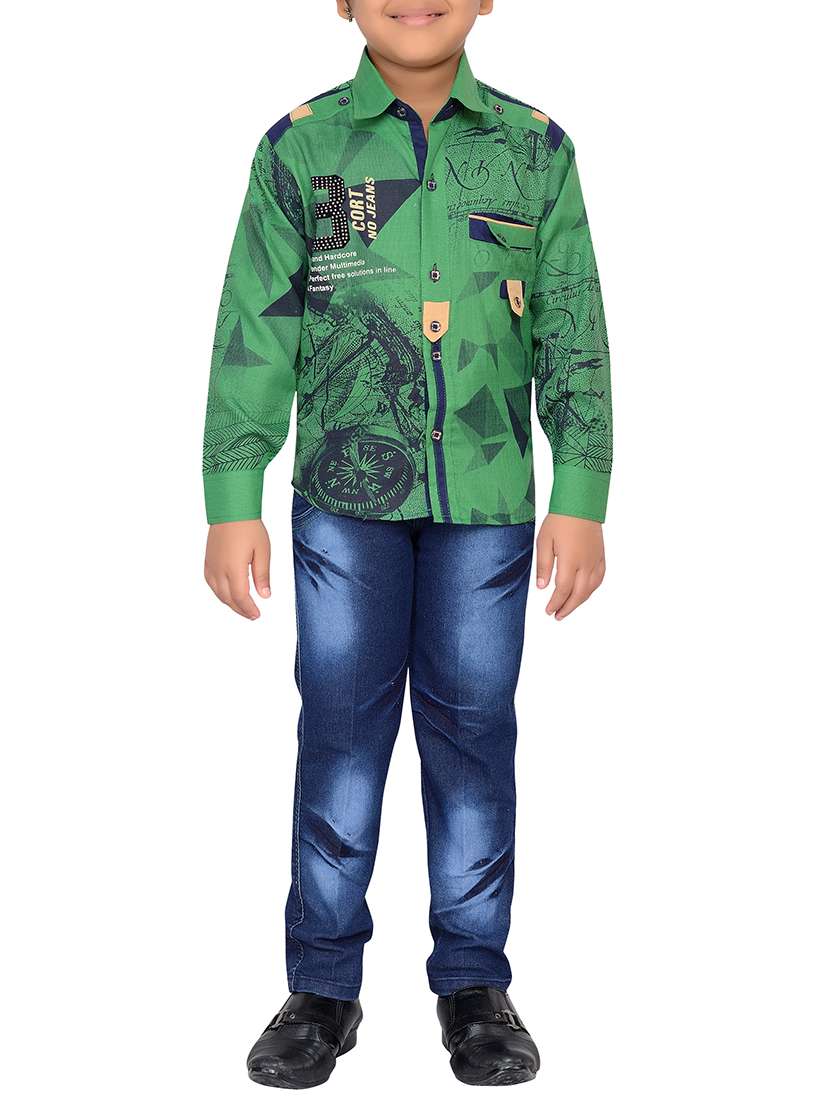 green cotton blend full length set