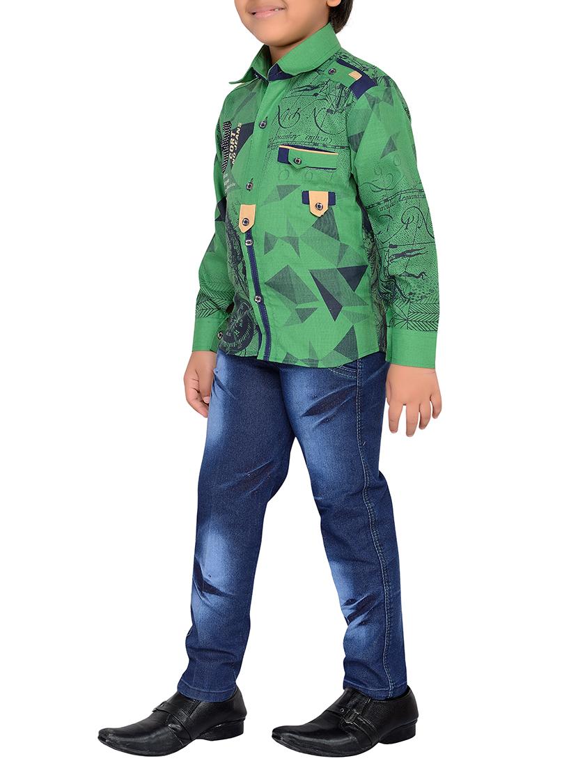 green cotton blend full length set - 15643431 -  Standard Image - 1