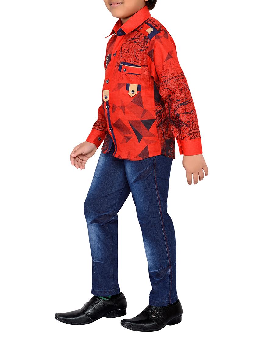 red cotton blend full length set - 15643432 - Standard Image - 1