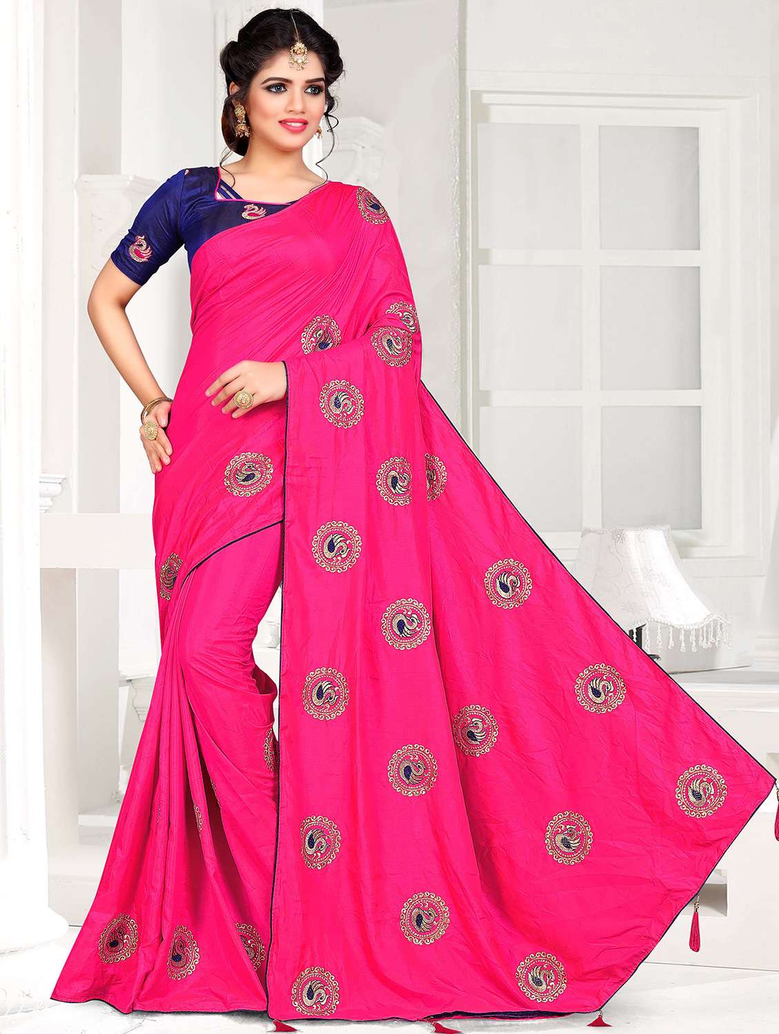women's embroidered saree with blouse