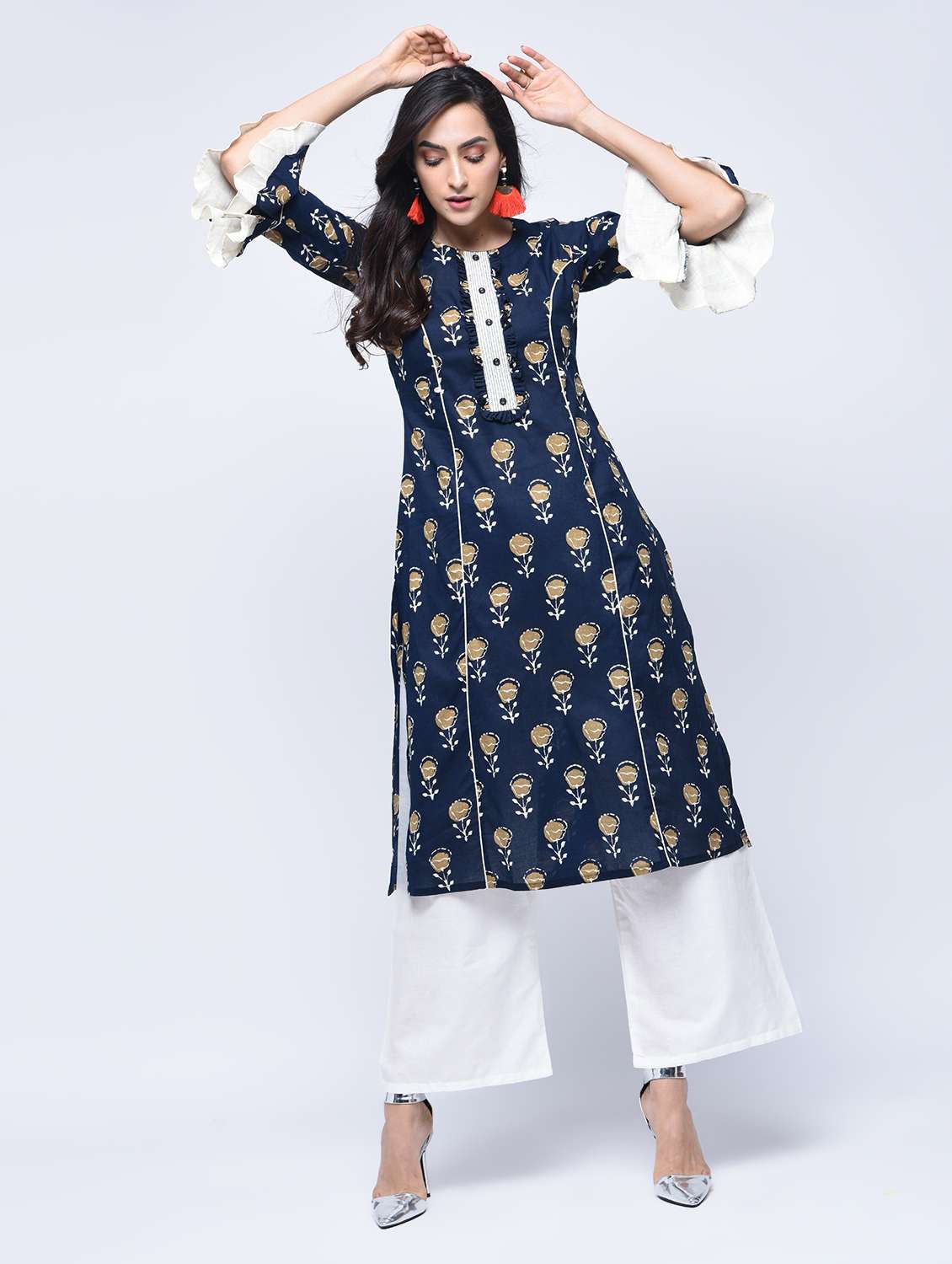 bell sleeves princess line kurta