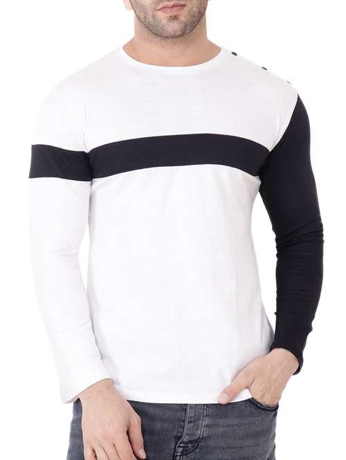 white color block t-shirt - 15651676 -  Standard Image - 0