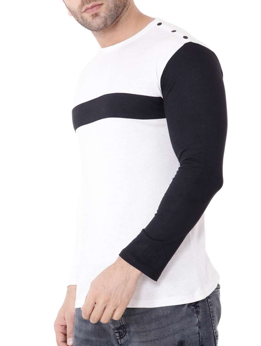 white color block t-shirt - 15651676 -  Standard Image - 1