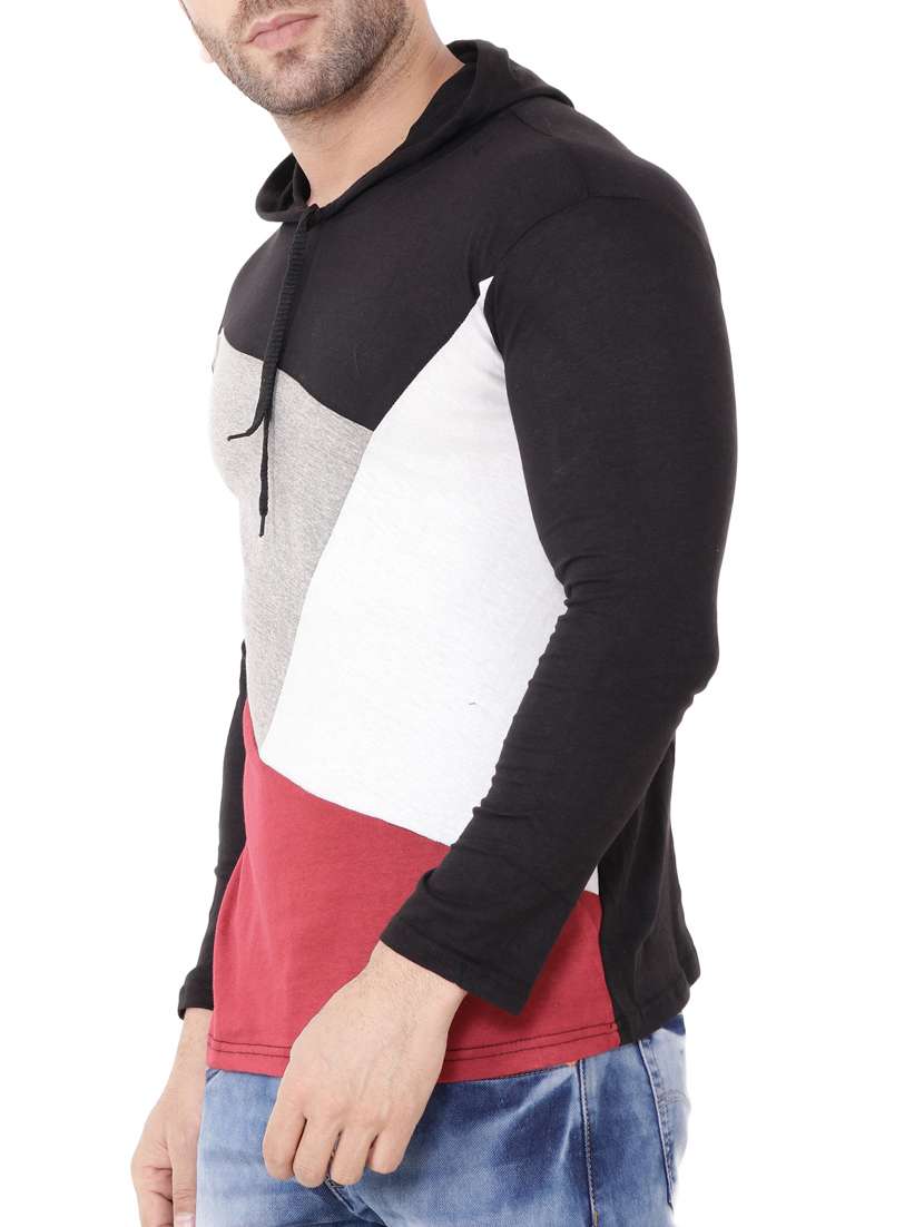 men color block hooded t-shirt - 15651683 -  Standard Image - 1