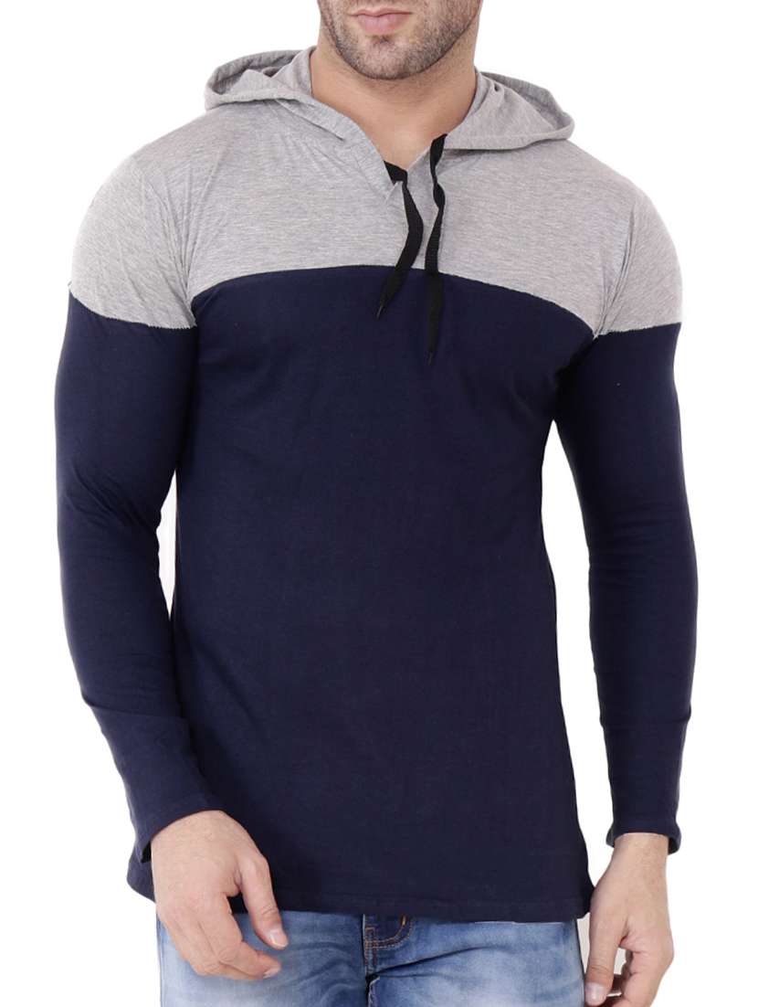 men color block cut & sew hooded t-shirt - 15651691 - Zoom Image - 0