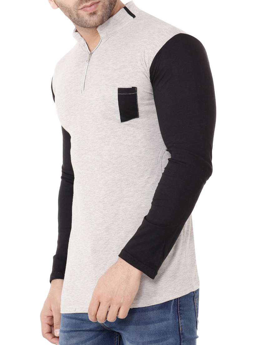 grey cotton color block t-shirt - 15651711 -  Standard Image - 1