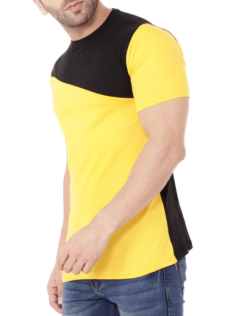yellow cotton color block t-shirt - 15651737 - Standard Image - 1