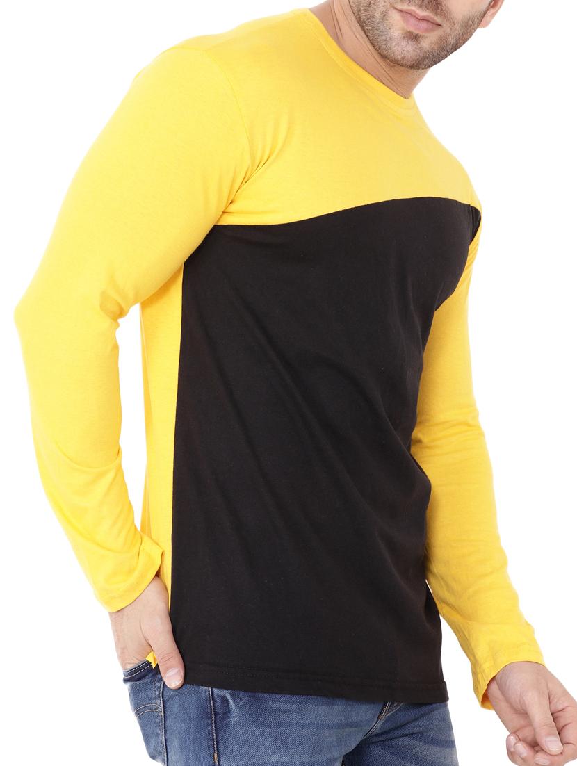 yellow cotton color block t-shirt - 15651749 - Standard Image - 1