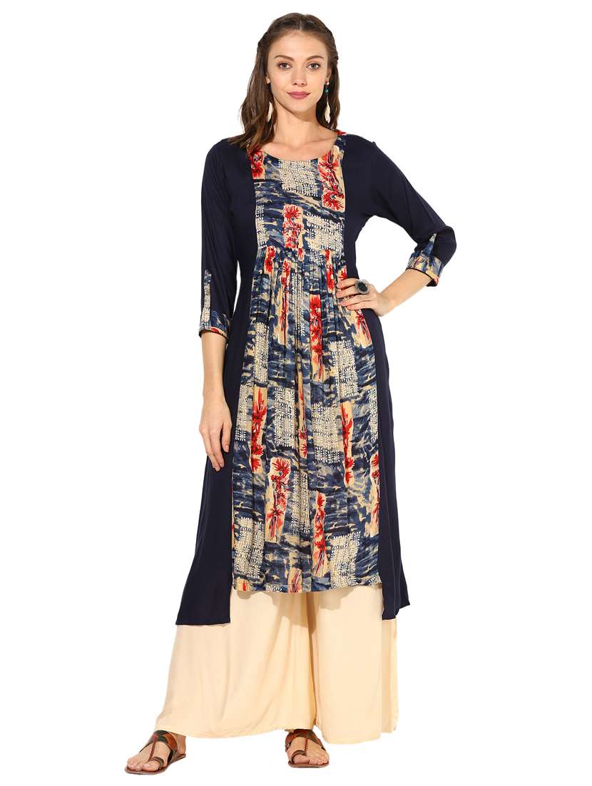 printed front paneled kurta with palazzo set