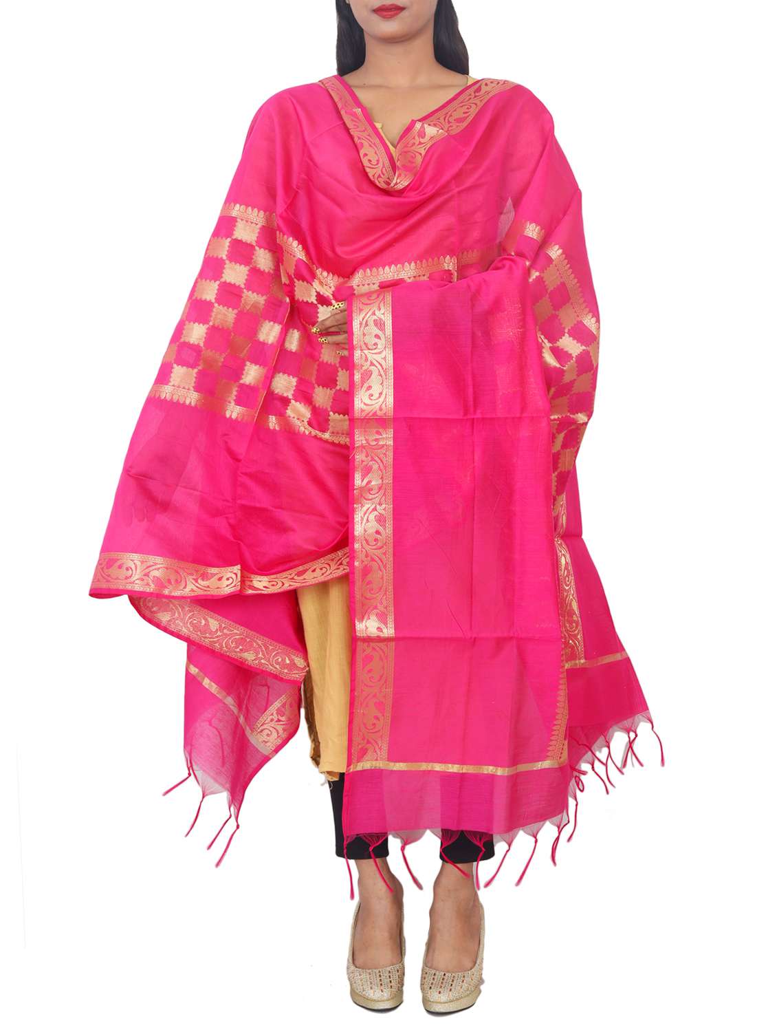 chanderi banarasi dupatta - 15652560 -  Standard Image - 1
