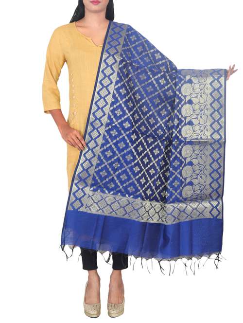 chanderi banarasi dupatta - 15652592 -  Standard Image - 0