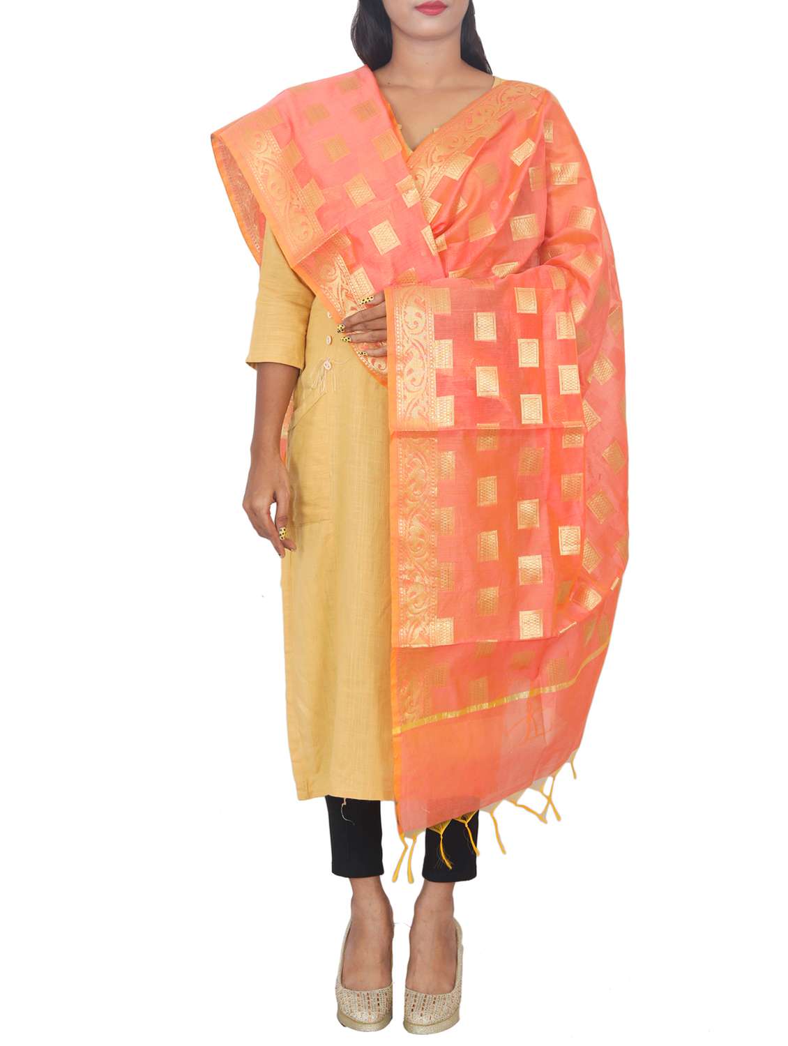 chanderi banarasi dupatta - 15652694 -  Standard Image - 1