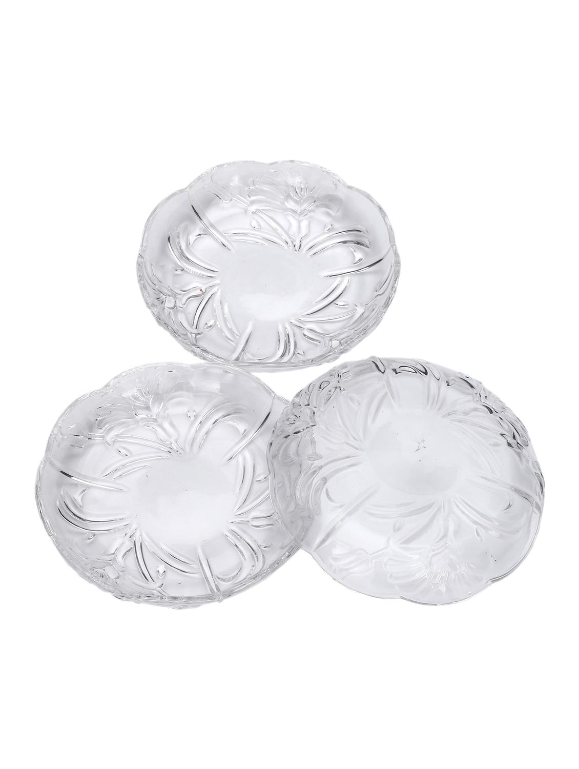 self designer transparent round glass plate (microwave safe) set of 3 - 15653052 -  Standard Image - 1