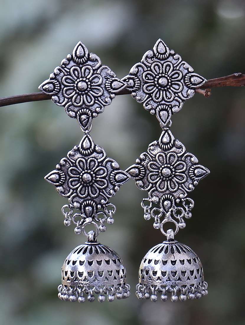 silver tone jhumka