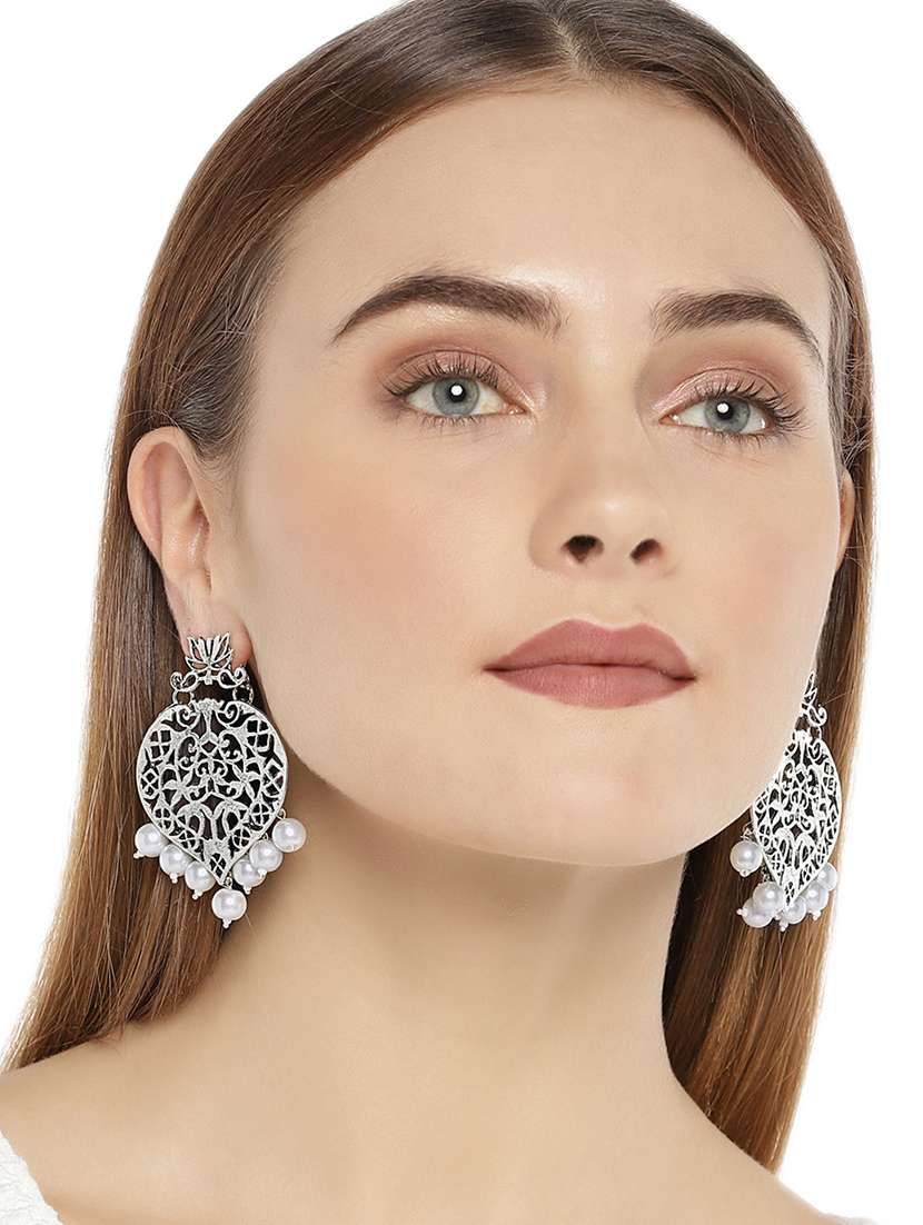 silver tone tribal earrings