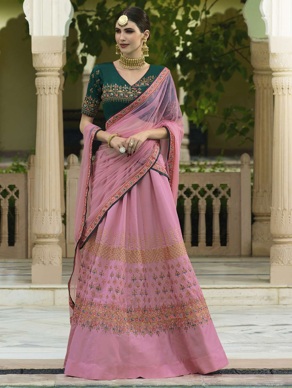 embroidered flared lehenga