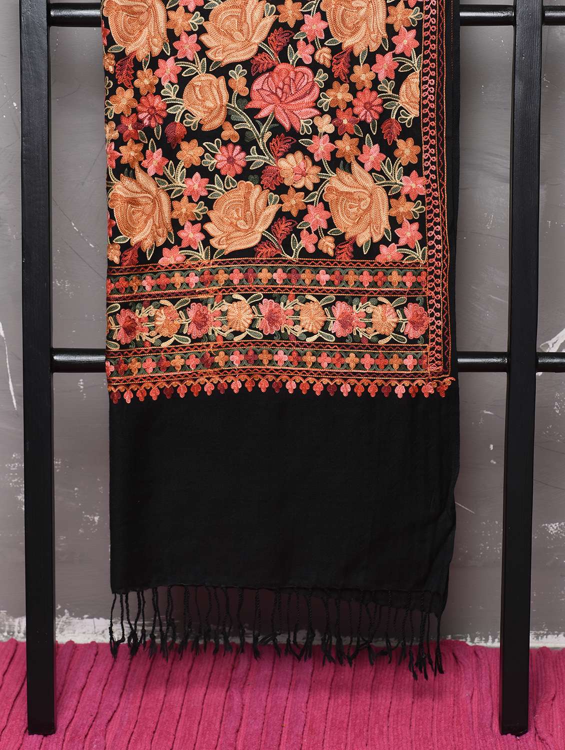 pashmina wool embroidered shawl - 15655292 - Standard Image - 1