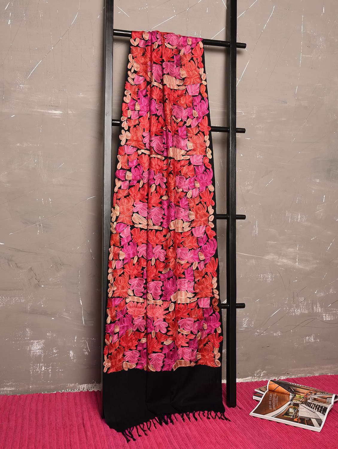 Pashmina Wool Floral Embroidered Jaal Shawl