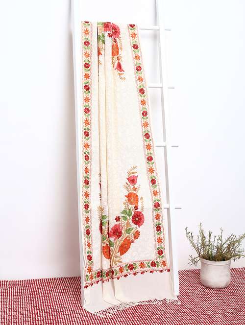 pashmina woollen shawl with floral embroidery