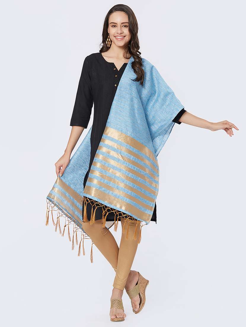 zari self-design plain dupatta - 15657897 -  Standard Image - 1