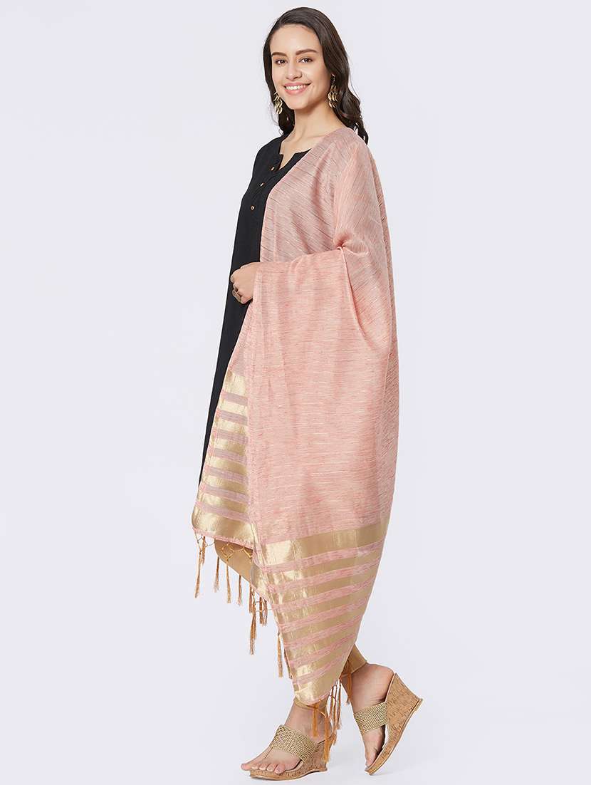 zari self-design plain dupatta - 15657899 - Standard Image - 1