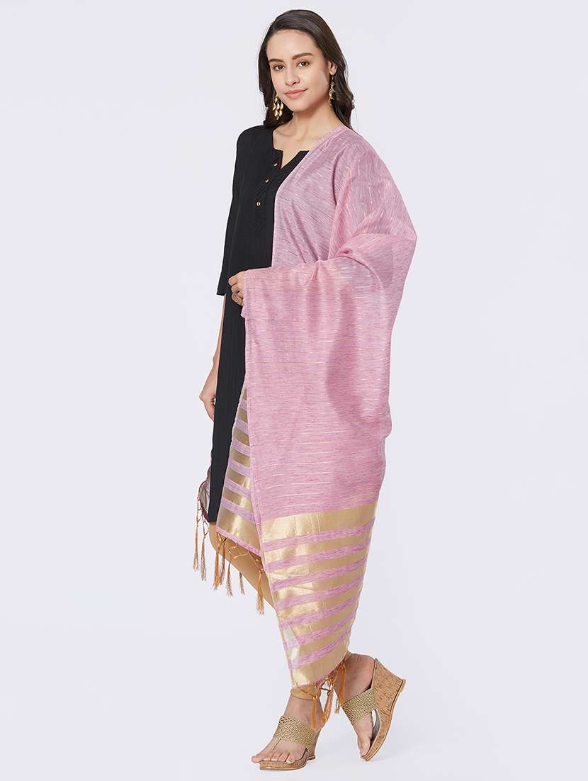 zari self-design plain dupatta - 15657900 -  Standard Image - 1