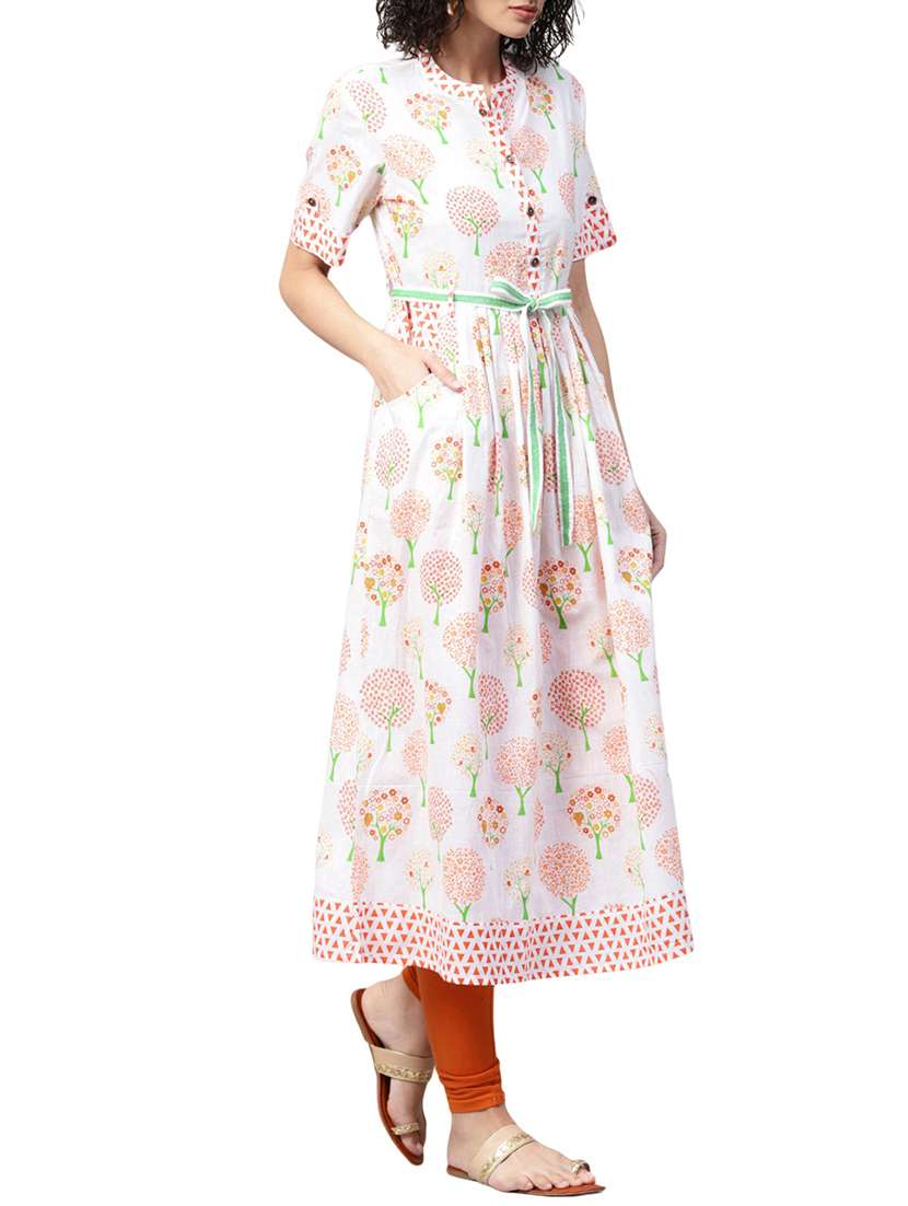 flared printed kurta with pocket