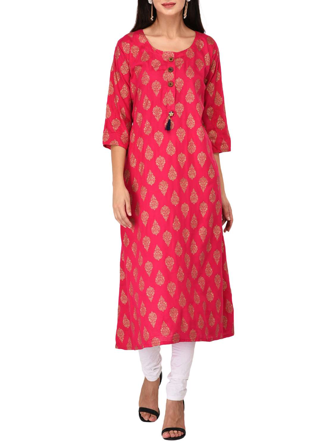 a-line foil print kurta
