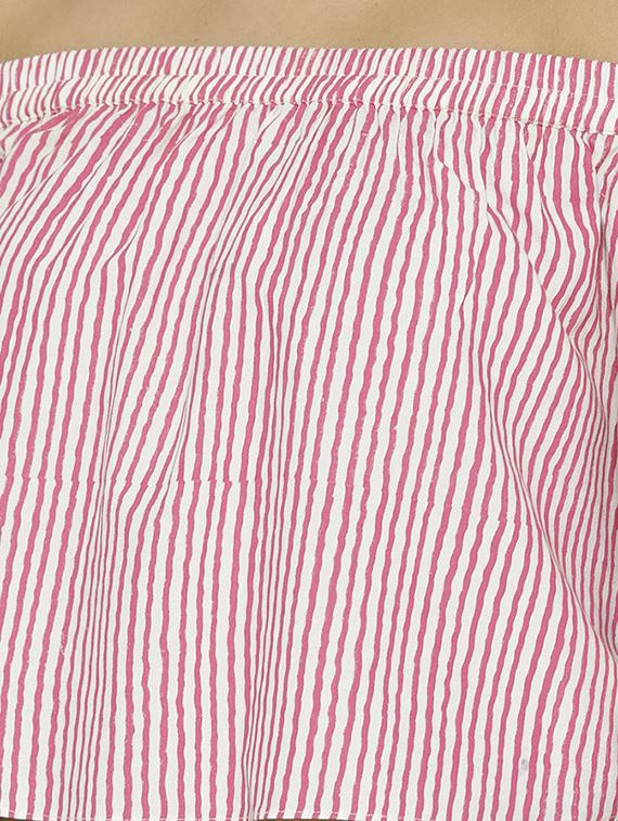 off shoulder striped crop top - 15669762 - Standard Image - 4