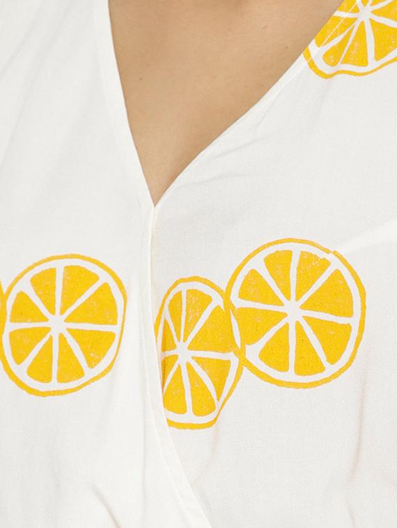 over lap lemon printed crop top - 15669765 - Standard Image - 4