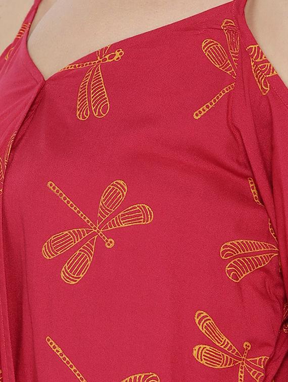 cold shoulder overlap printed top - 15669770 - Standard Image - 4