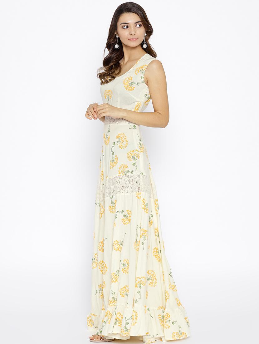 floral  lace inserts maxi dress - 15670197 -  Standard Image - 1