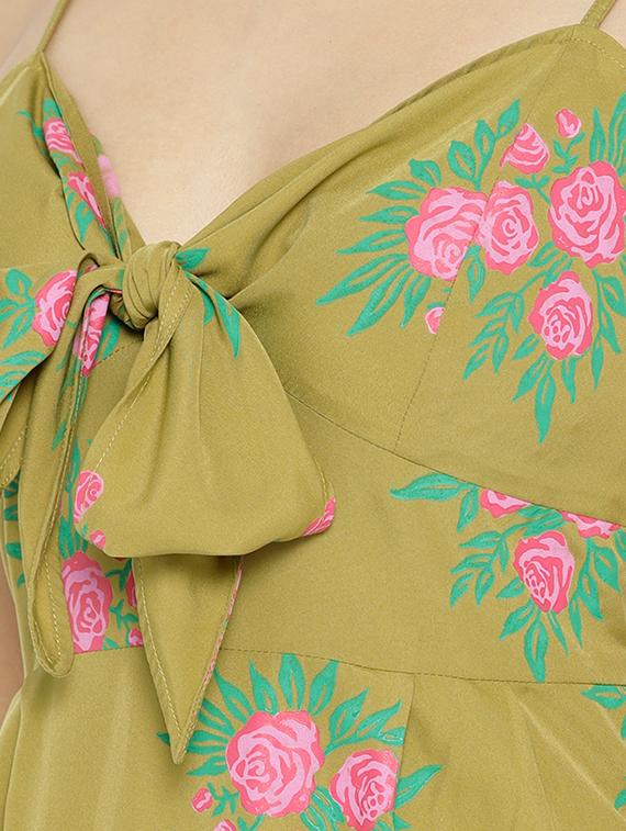 front tie knot rose print dress - 15670213 - Standard Image - 4