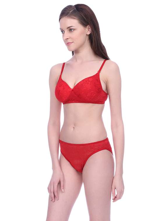 laced detachable bra & panty set - 15671013 -  Standard Image - 1