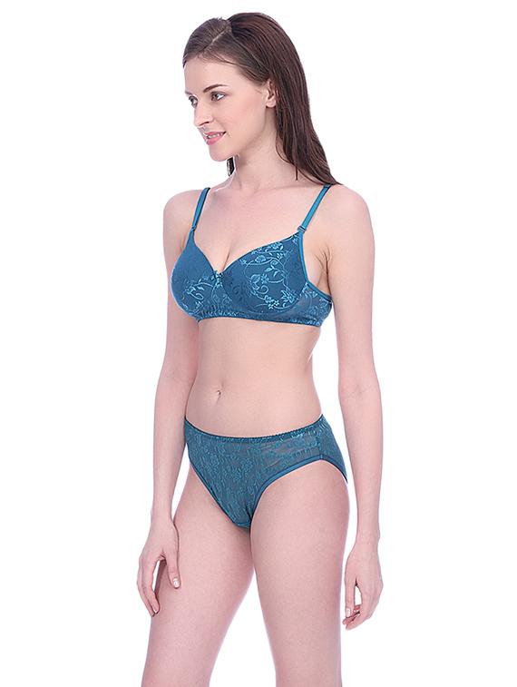 laced detachable bra & panty set - 15671014 - Standard Image - 1