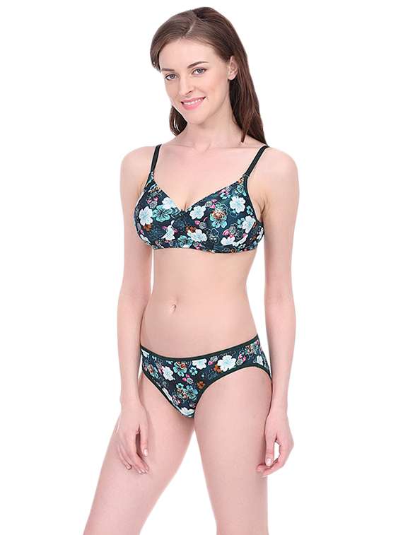 floral detachable bra & panty set - 15671028 - Standard Image - 1