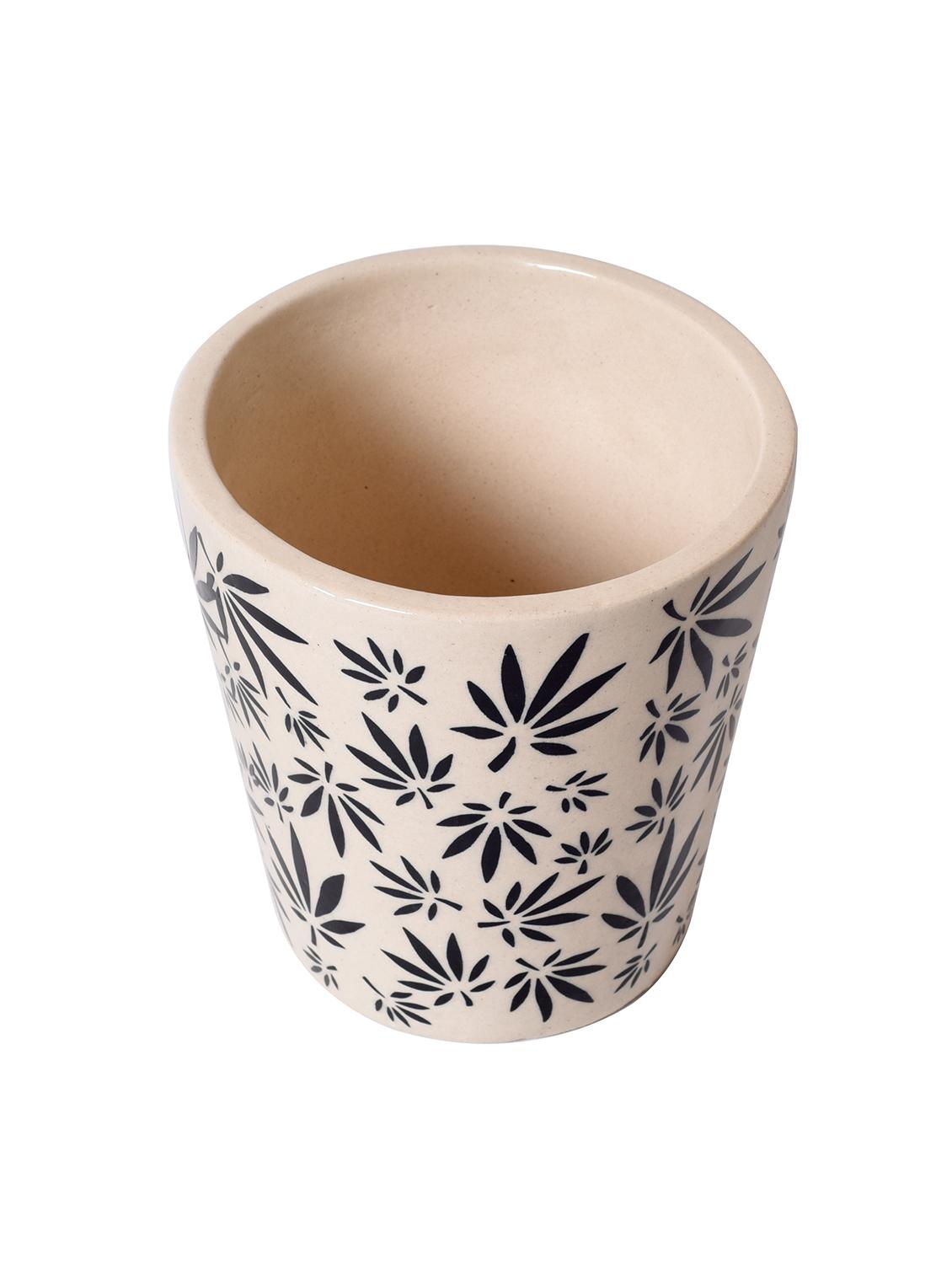 unravel india handcrafted floral off-white ceramic planter pot - 15671378 -  Standard Image - 1