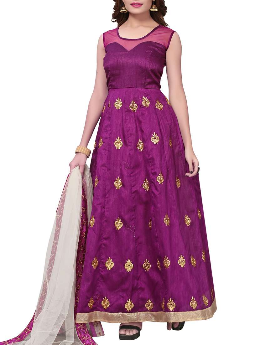 embroidered anarkali gown with dupatta