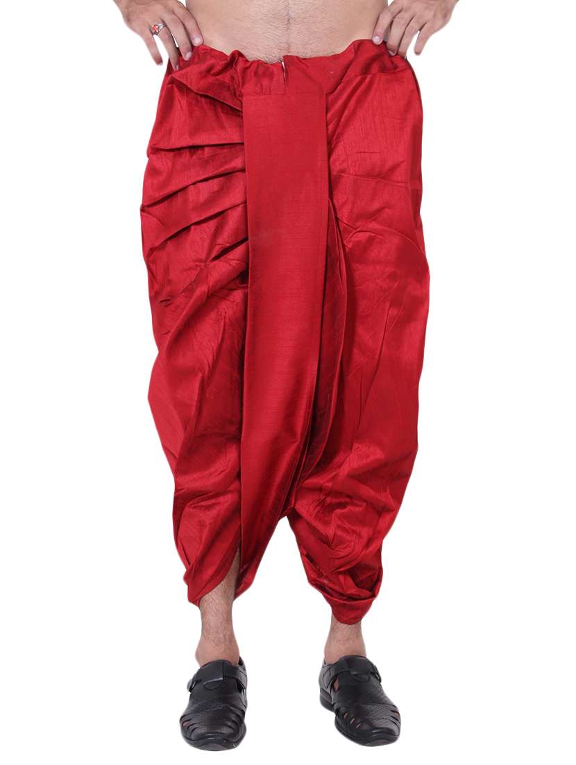 maroon silk blend dhoti