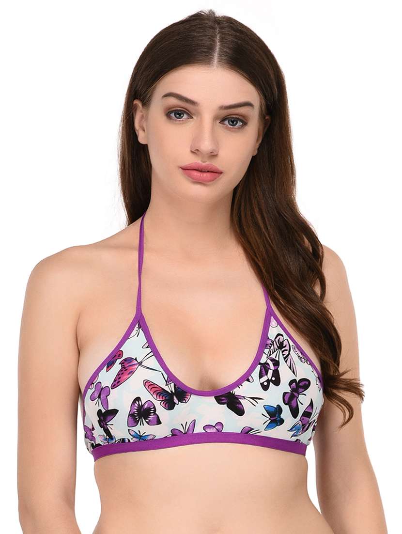 butterfly print halter bra
